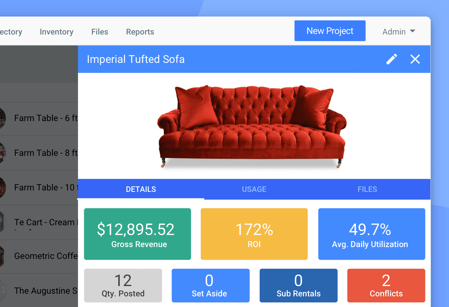 Inventory tracking in Goodshuffle Pro, party event rental software