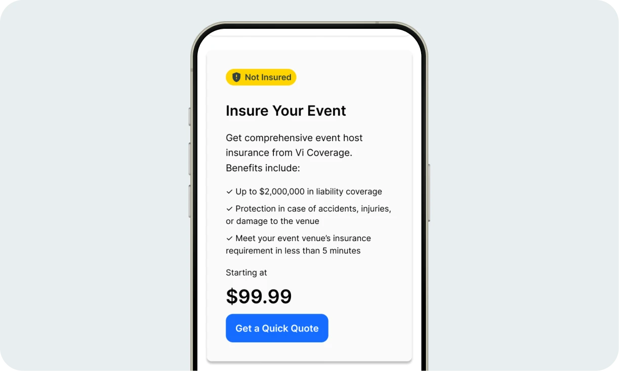 Goodshuffle Pro's event insurance integration showing seamless checkout experience for clients