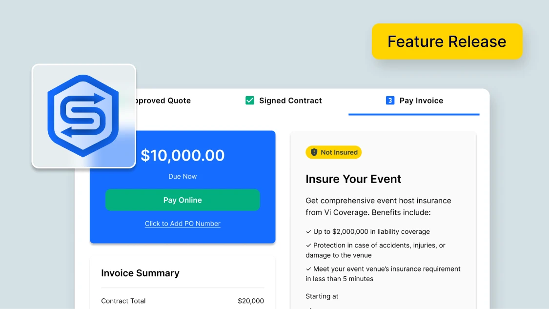 Event rental inventory with insurance protection graphic