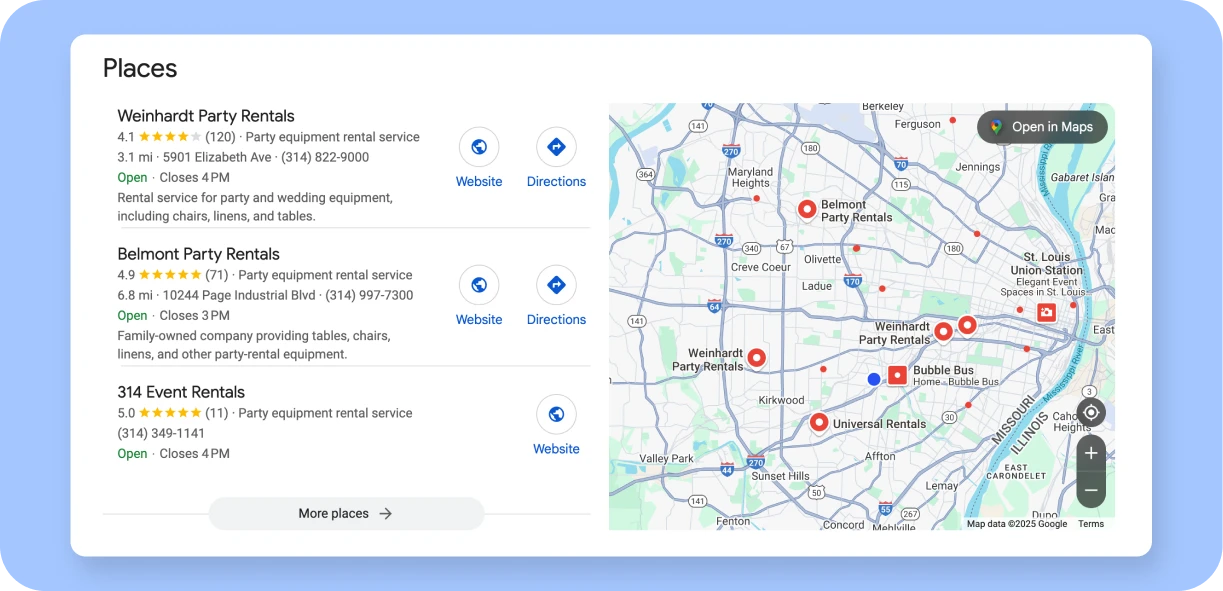 The coveted "Google Three-Pack" displays the top three local businesses for a search term