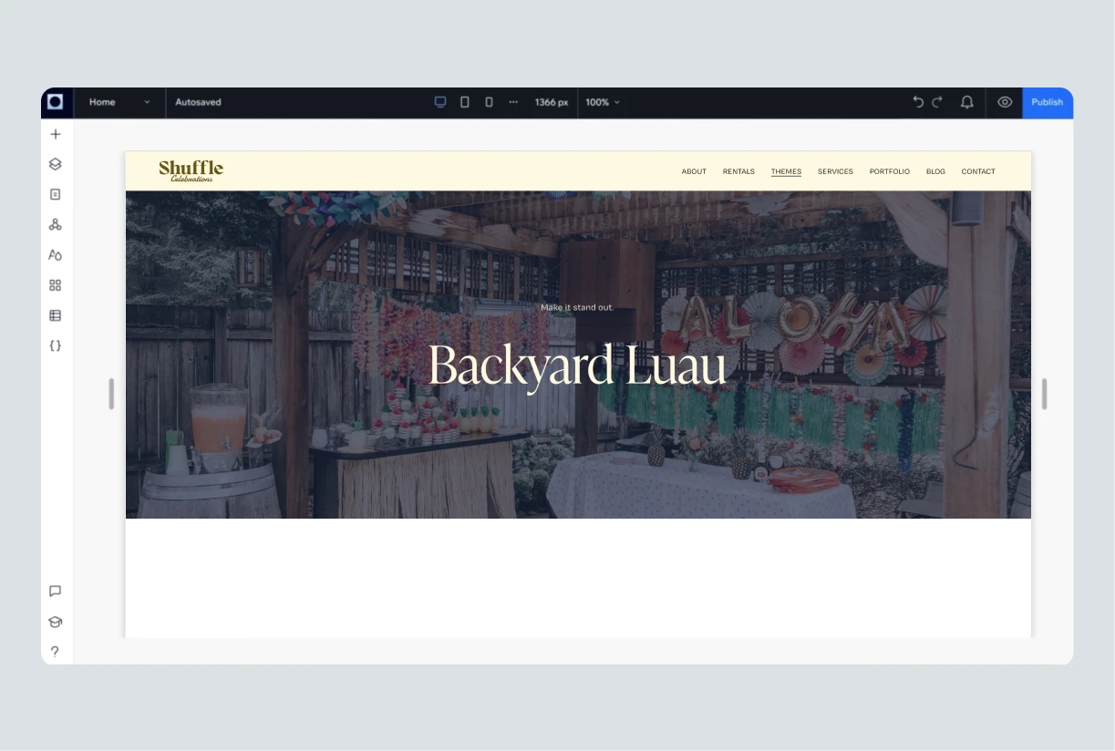 You can use Wix to build drag-and-drop websites that connect with your Goodshuffle Pro inventory.
