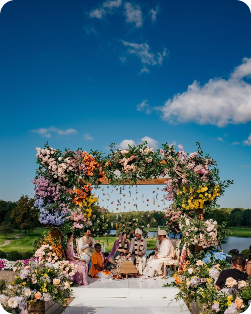 indo chinese wedding with arch