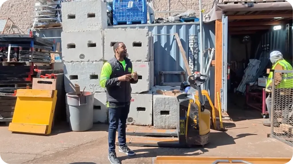 Outdoor yard and storage area at TGIF Tent & Party Rentals